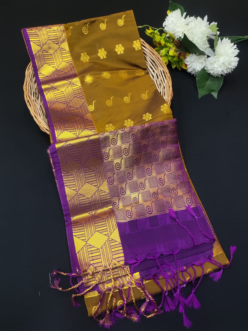 Semi Pure Art Silk Saree with elegant zari work for wedding wear