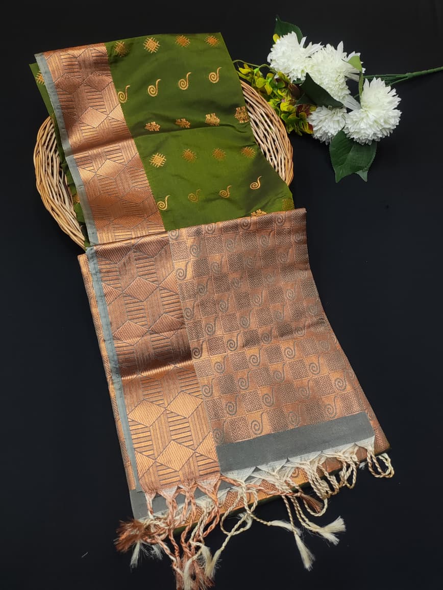 Semi Pure Art Silk Saree with elegant zari work for wedding wear