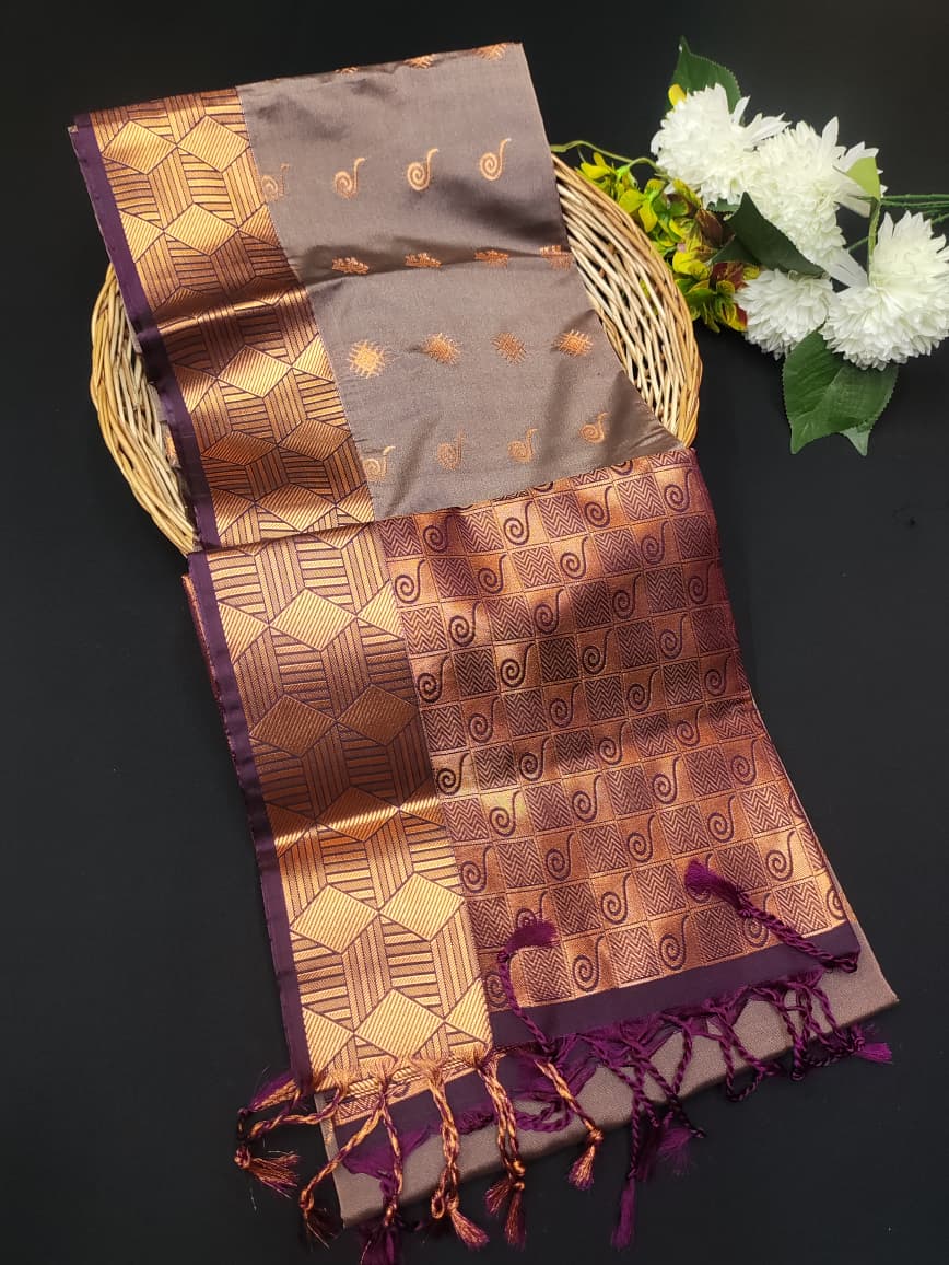 Semi Pure Art Silk Saree with elegant zari work for wedding wear