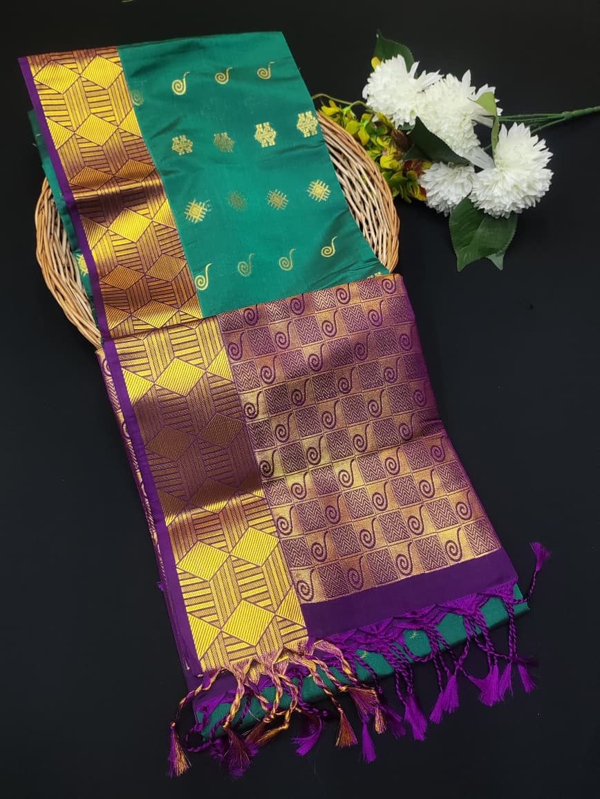 Semi Pure Art Silk Saree with elegant zari work for wedding wear