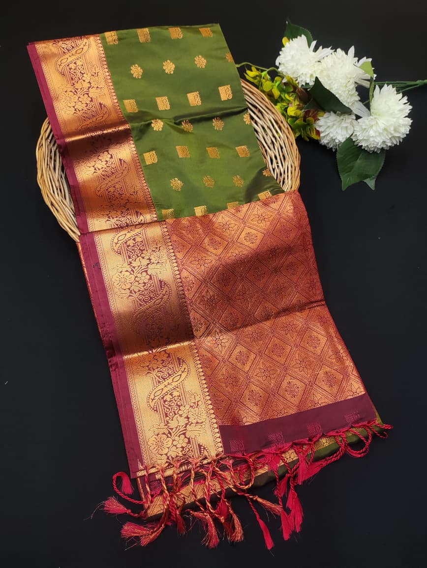 Semi Pure Art Silk Saree with elegant zari work for wedding wear