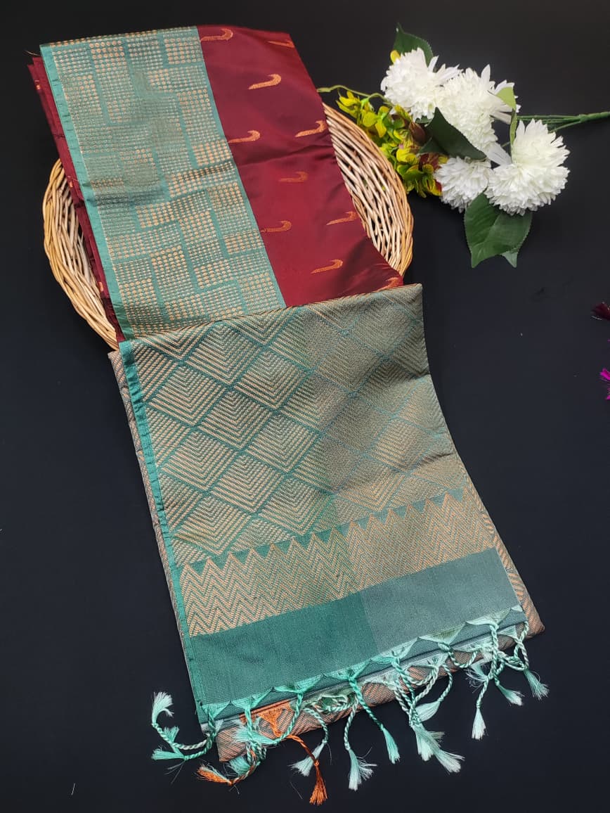 Semi Pure Art Silk Saree with elegant zari work for wedding wear
