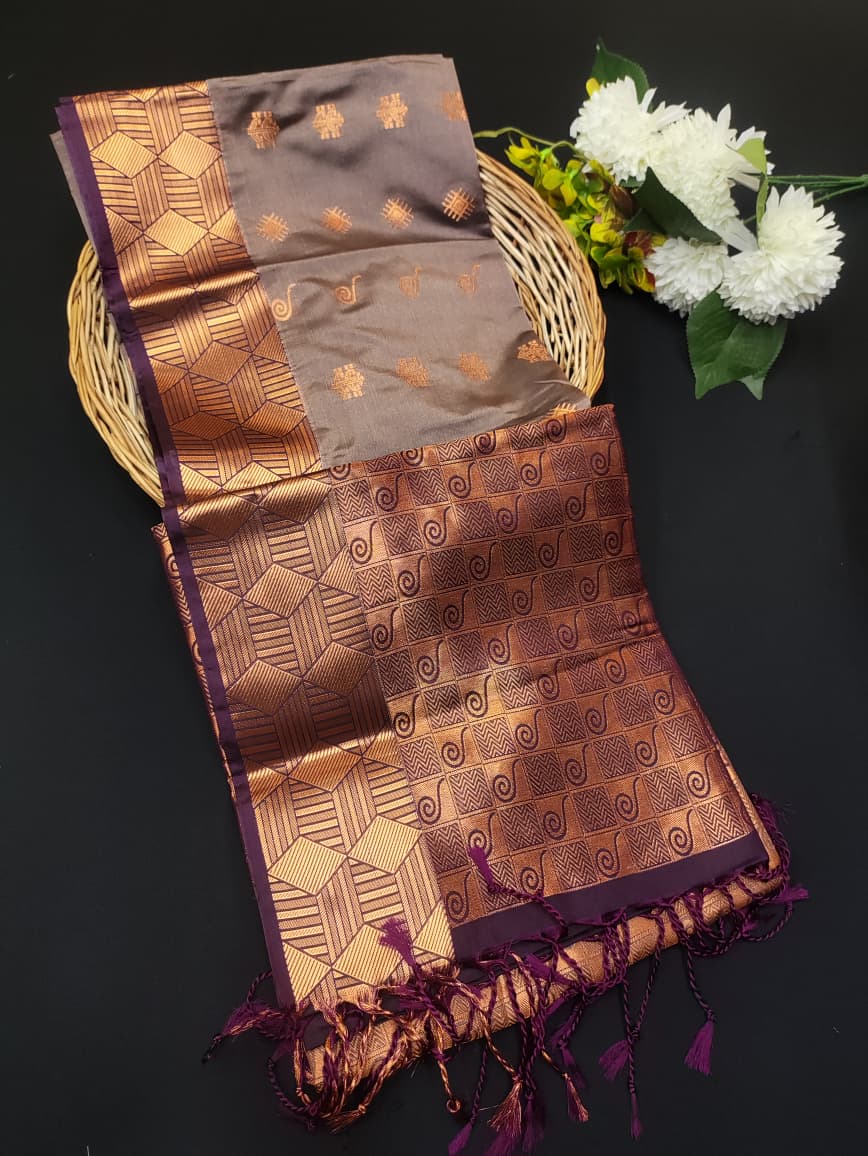 Semi Pure Art Silk Saree with elegant zari work for wedding wear