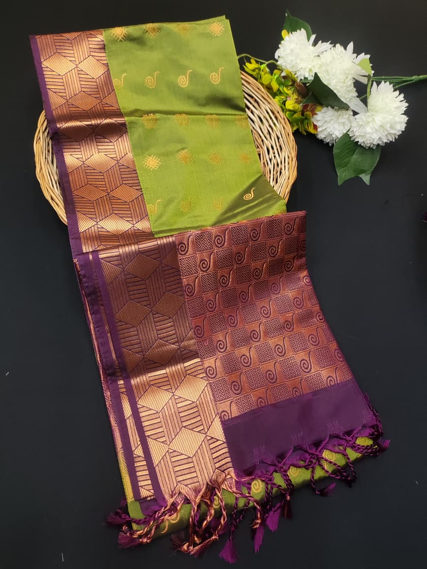 Semi Pure Art Silk Saree with elegant zari work for wedding wear