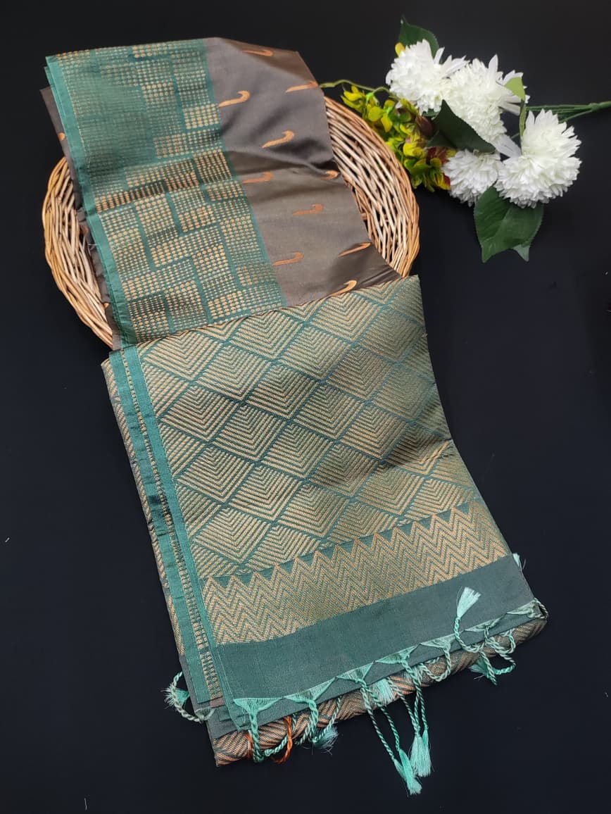 Semi Pure Art Silk Saree with elegant zari work for wedding wear