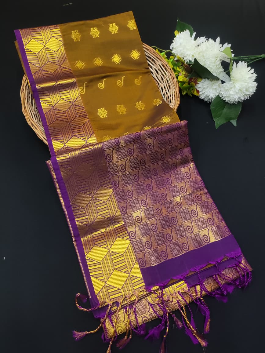 Semi Pure Art Silk Saree with elegant zari work for wedding wear