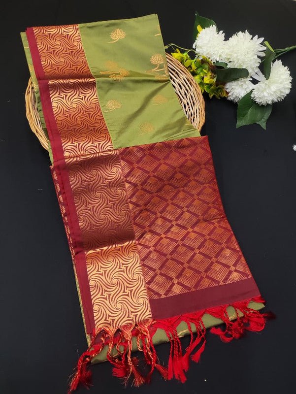 Semi Pure Art Silk Saree with elegant zari work for wedding wear