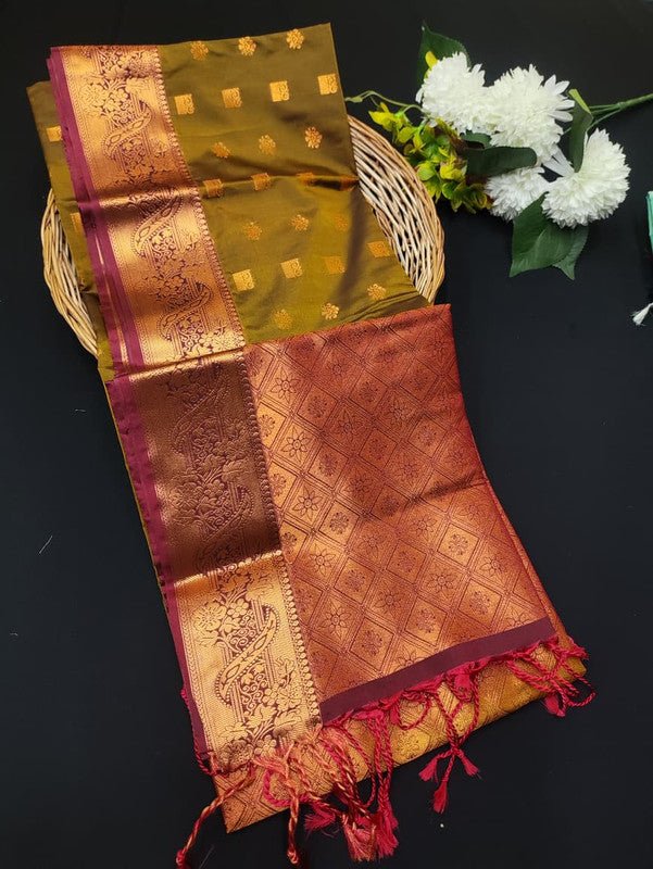 Semi Pure Art Silk Saree with elegant zari work for wedding wear