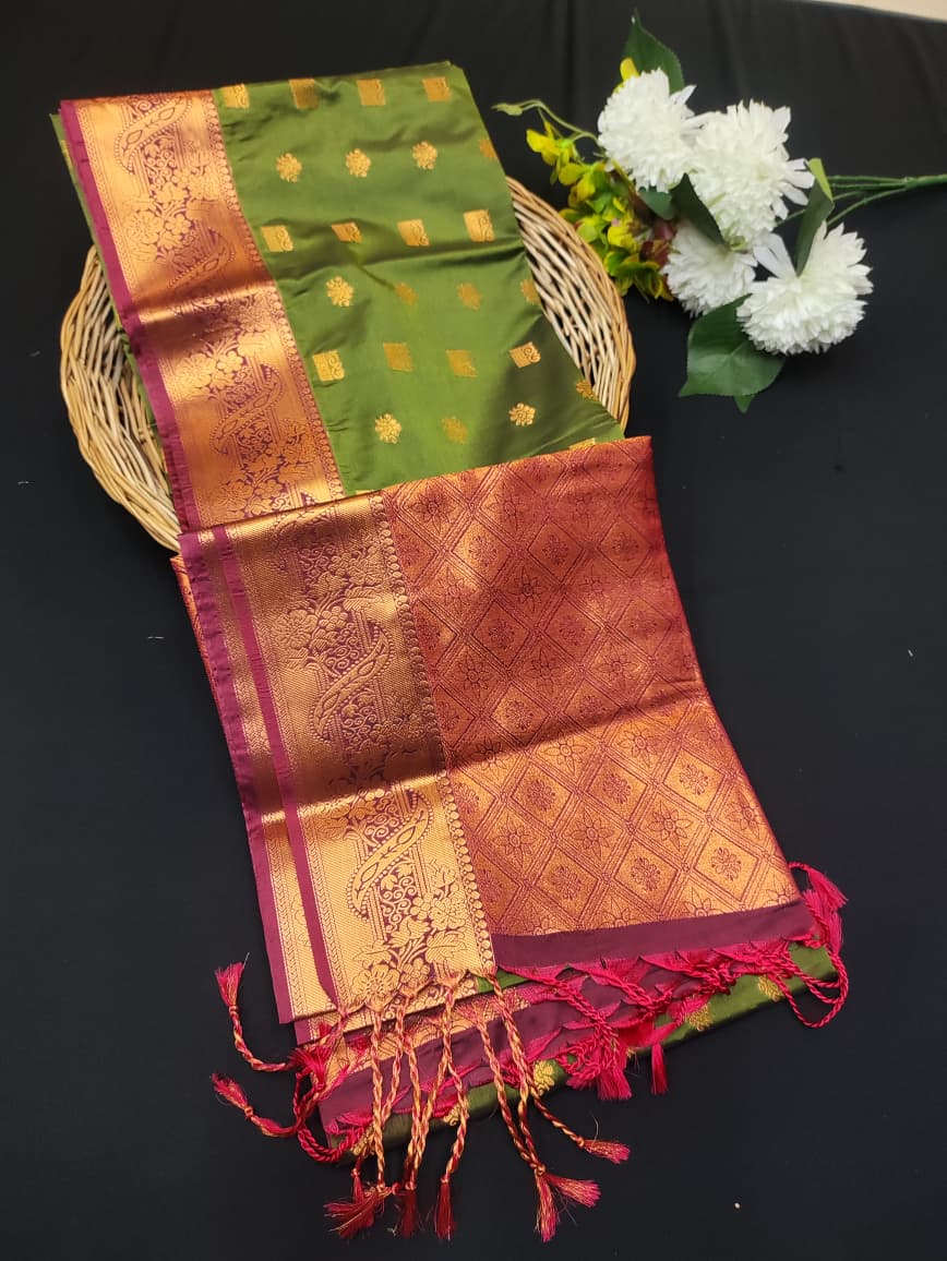 Semi Pure Art Silk Saree with elegant zari work for wedding wear