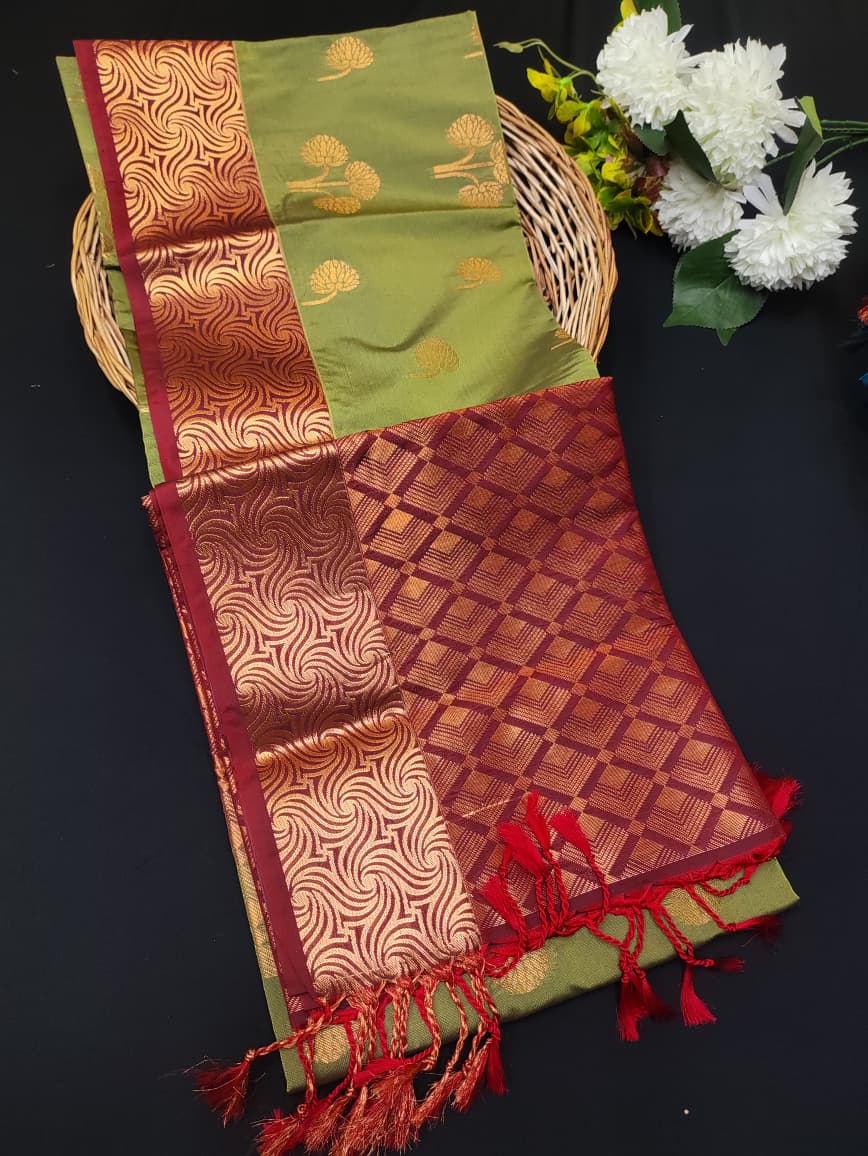 Semi Pure Art Silk Saree with elegant zari work for wedding wear