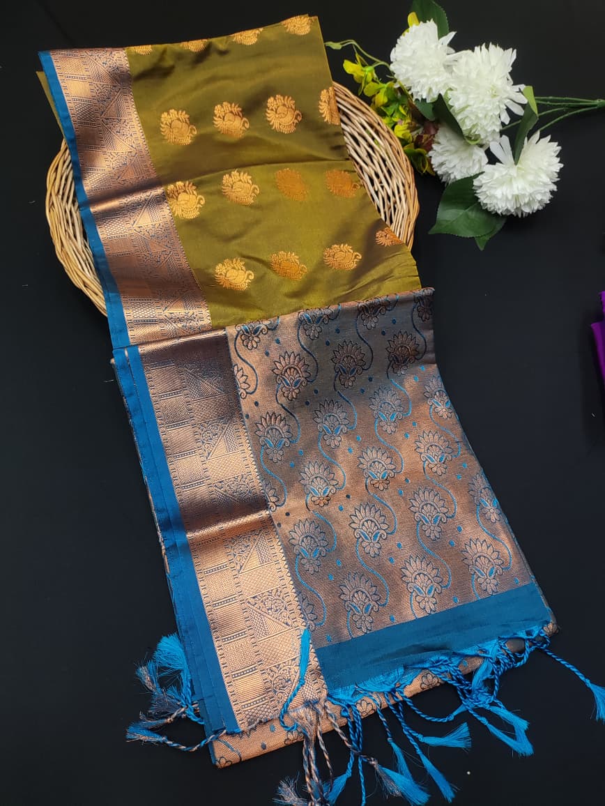 Semi Pure Art Silk Saree with elegant zari work for wedding wear