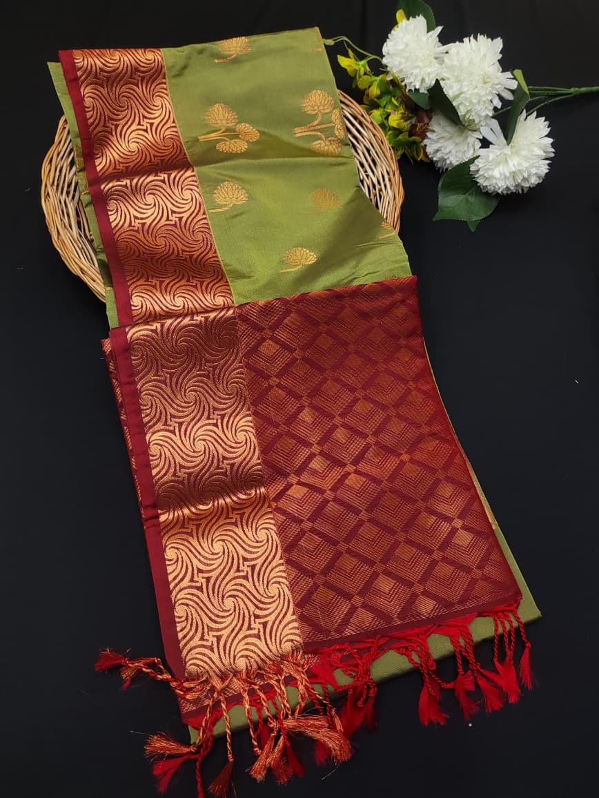 Semi Pure Art Silk Saree with elegant zari work for wedding wear