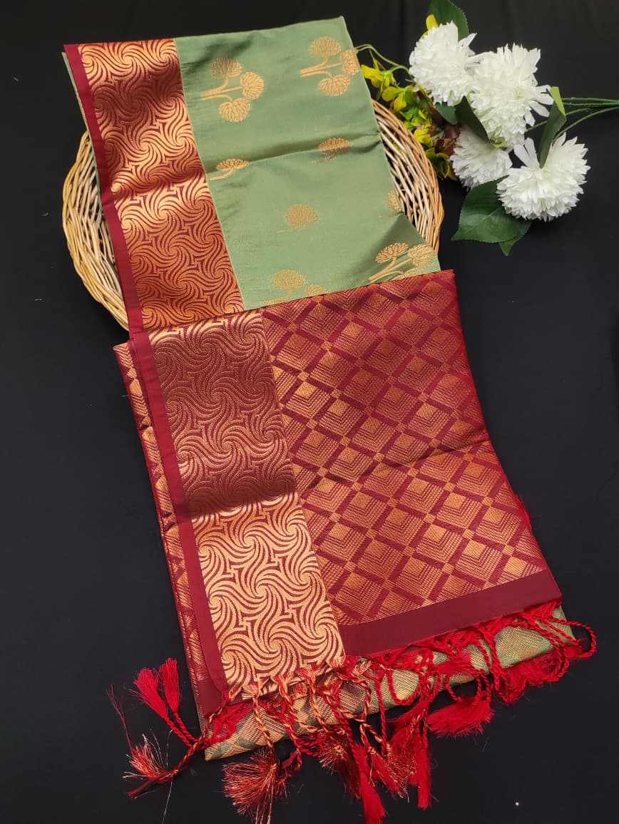 Semi Pure Art Silk Saree with elegant zari work for wedding wear
