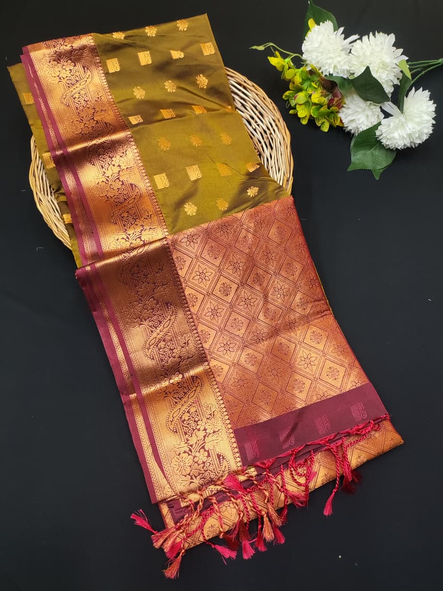 Semi Pure Art Silk Saree with elegant zari work for wedding wear