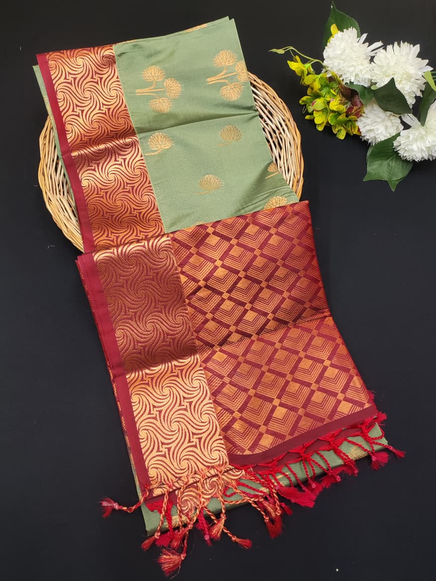 Semi Pure Art Silk Saree with elegant zari work for wedding wear