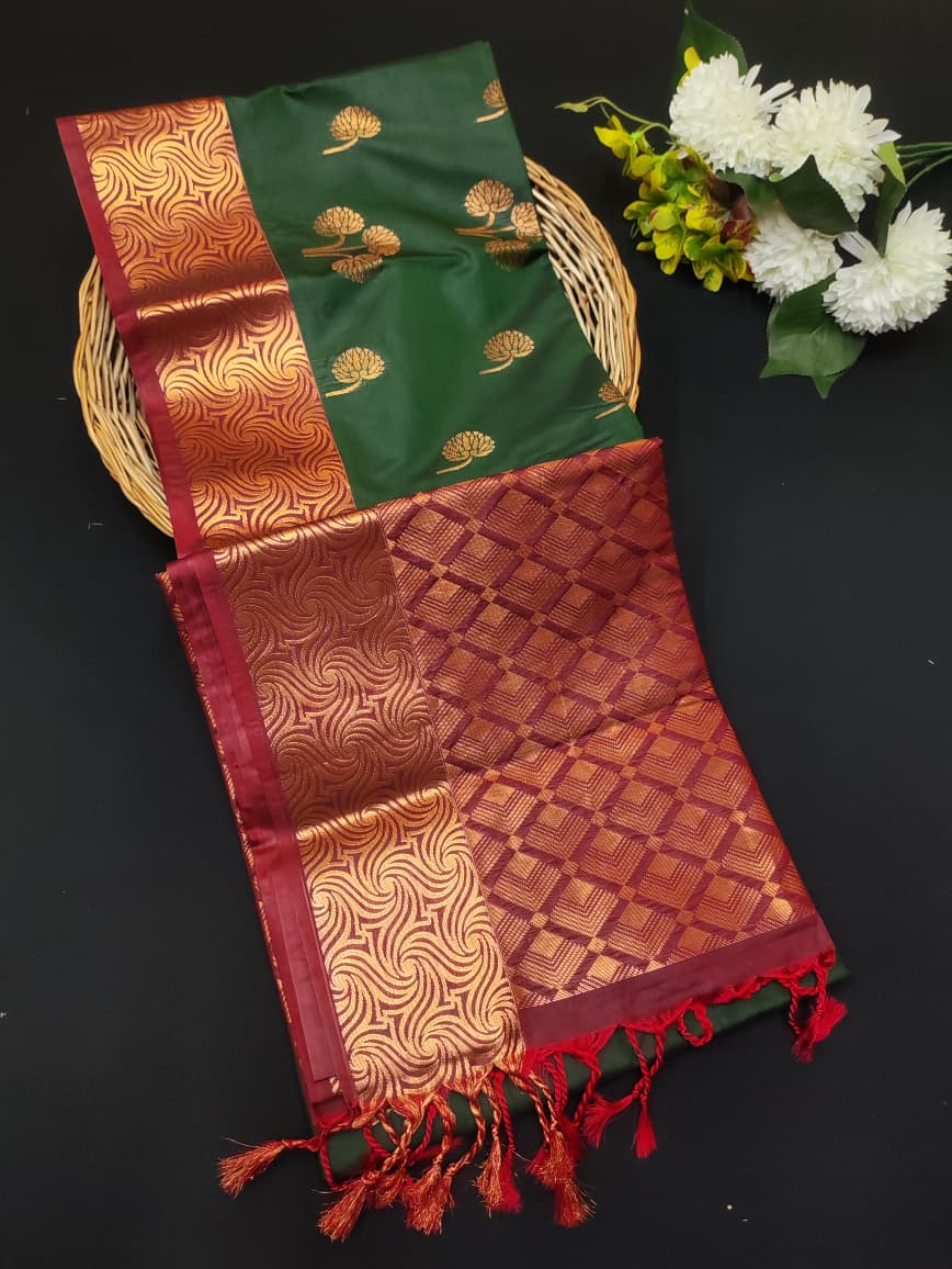Semi Pure Art Silk Saree with elegant zari work for wedding wear