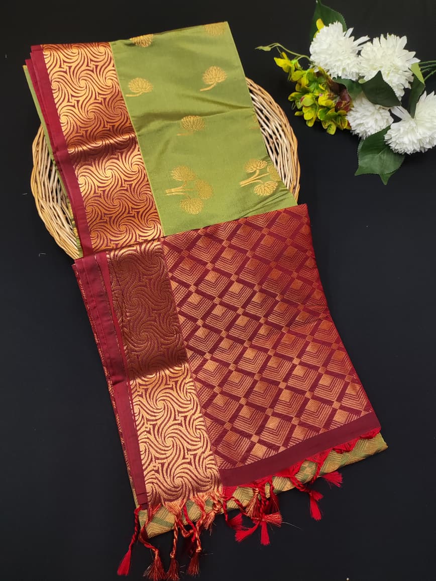 Semi Pure Art Silk Saree with elegant zari work for wedding wear