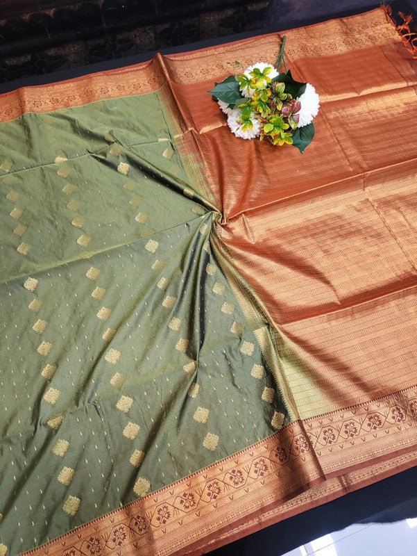 Semi Silk Saree with elegant zari work for wedding wear women