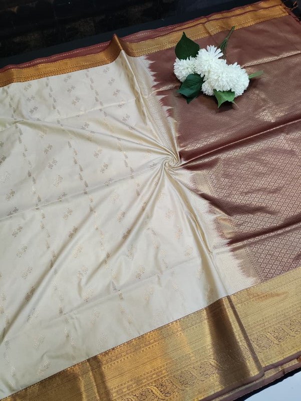 Semi Silk Saree with elegant zari work for wedding wear women
