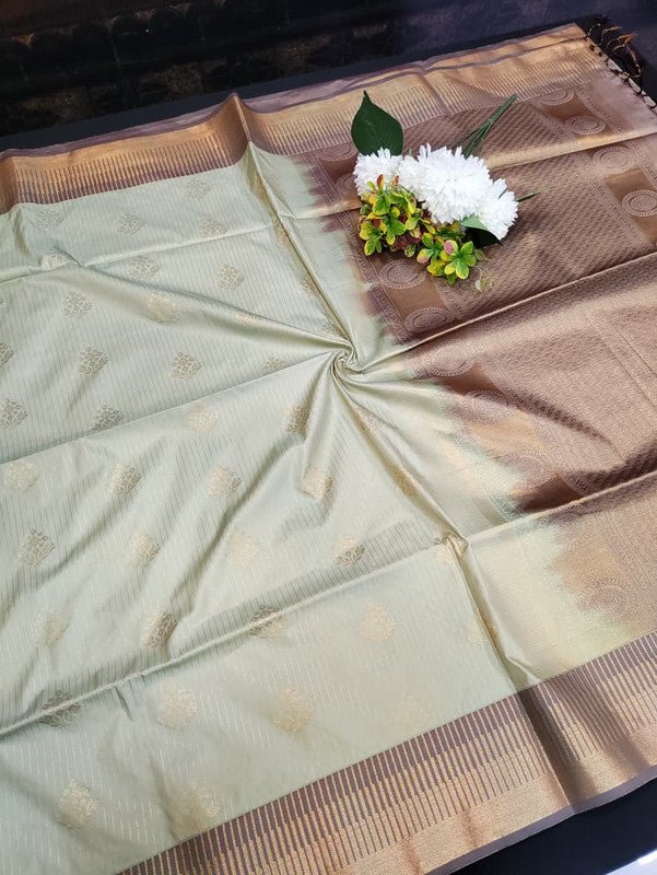 Semi Silk Saree with elegant zari work for wedding wear women