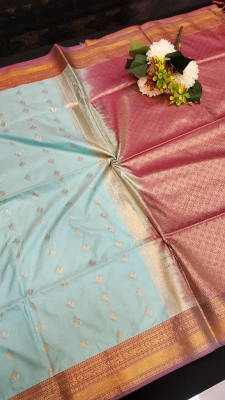 Semi Silk Saree with elegant zari work for wedding wear women