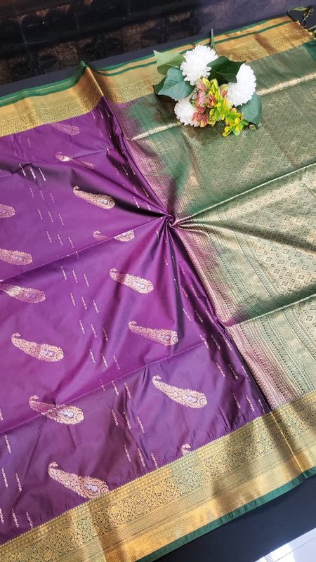 Semi Silk Saree with elegant zari work for wedding wear women