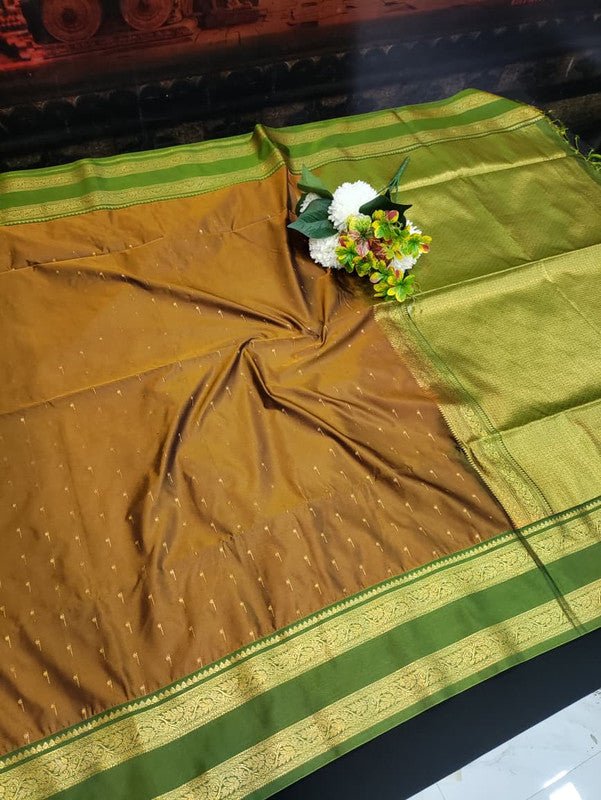 Semi Silk Saree with elegant zari work for wedding wear women