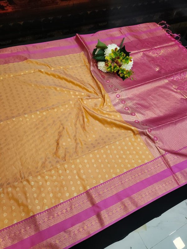Semi Silk Saree with elegant zari work for wedding wear women