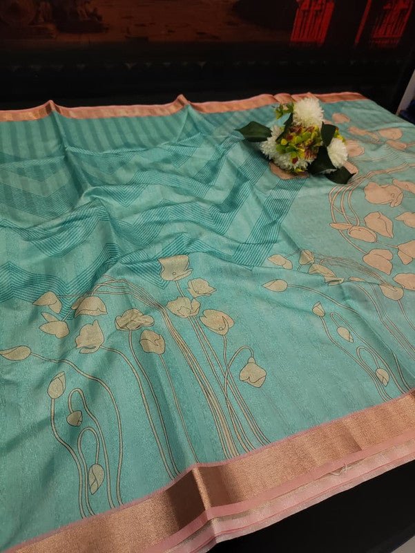 Siddhanth Fancy Saree with zari work and printed design for women