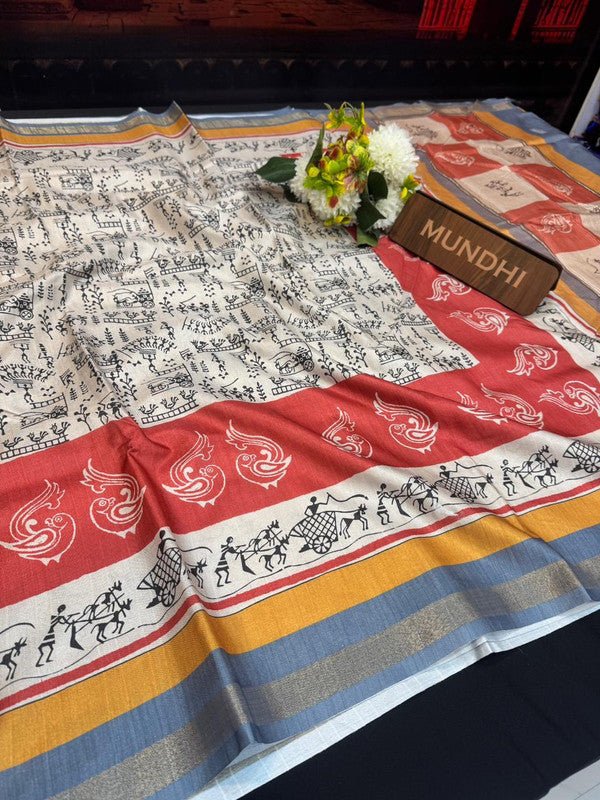 Siddhanth Fancy Saree with zari work and printed design for women