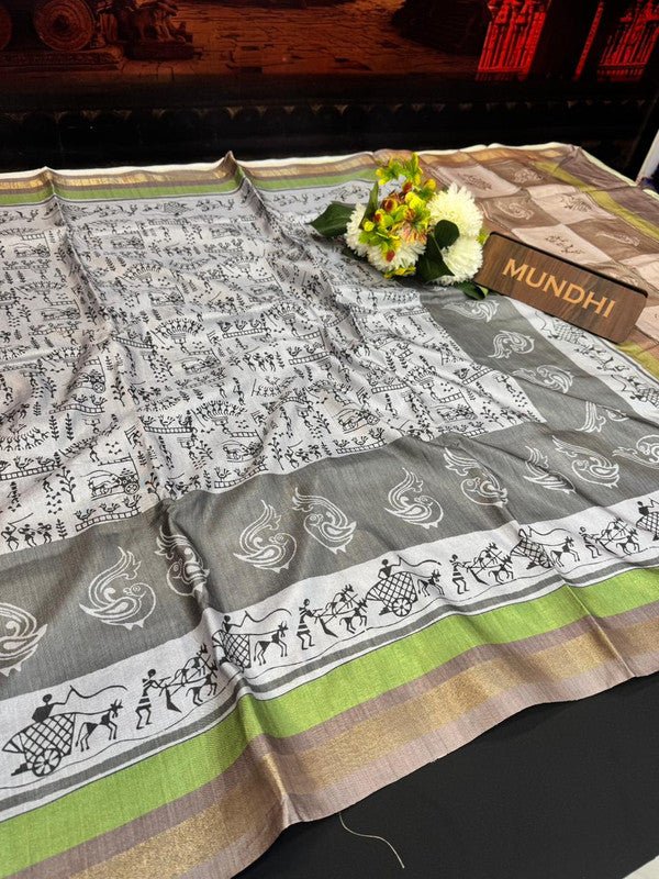 Siddhanth Fancy Saree with zari work and printed design for women
