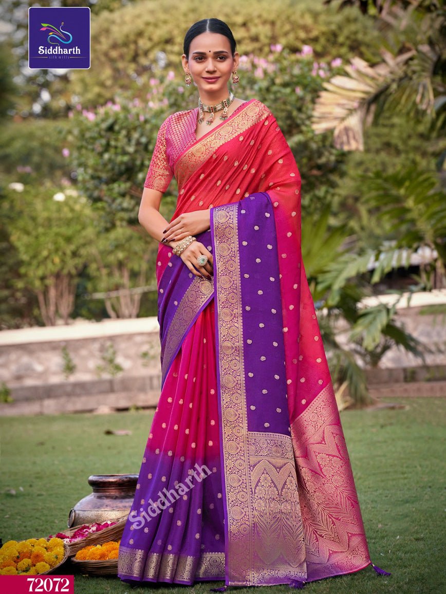 Siddharth Half & Half Silk Saree with elegant zari work for weddings
