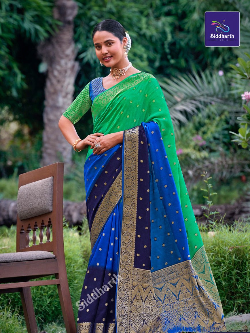 Siddharth Half & Half Silk Saree with elegant zari work for weddings