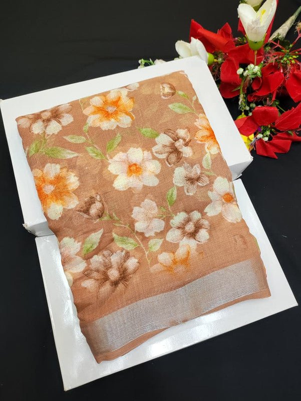 Soft Linen Aadi Offer printed saree for festive and office wear