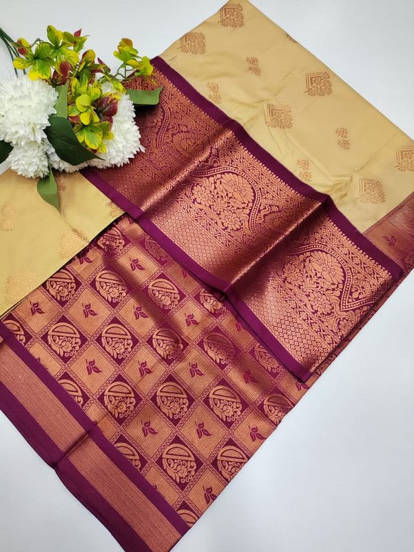 Sundari Semi Silk Saree with elegant zari work for wedding wear
