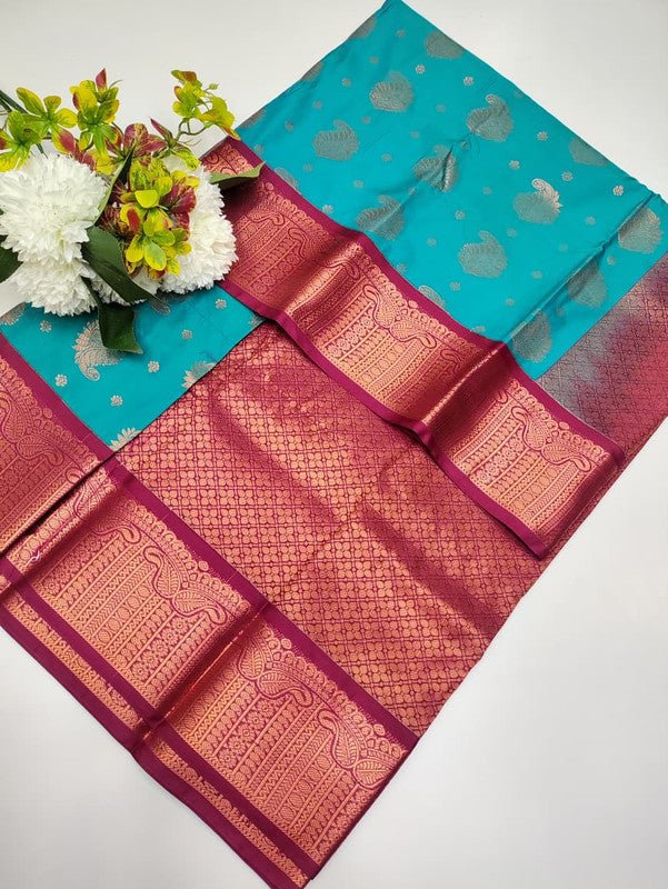Sundari Semi Silk Saree with elegant zari work for wedding wear