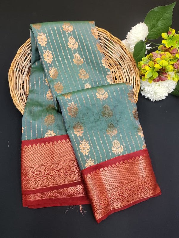 Sundari Semi Silk Saree with elegant zari work for wedding wear