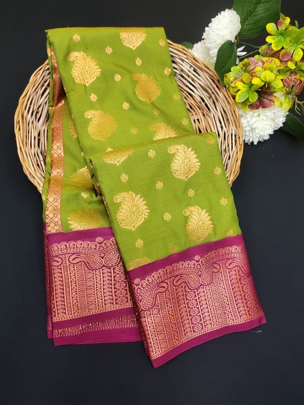 Sundari Semi Silk Saree with elegant zari work for wedding wear