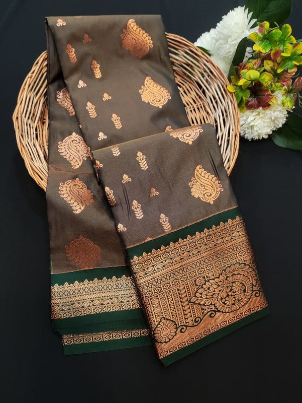 Sundari Semi Silk Saree with elegant zari work for wedding wear