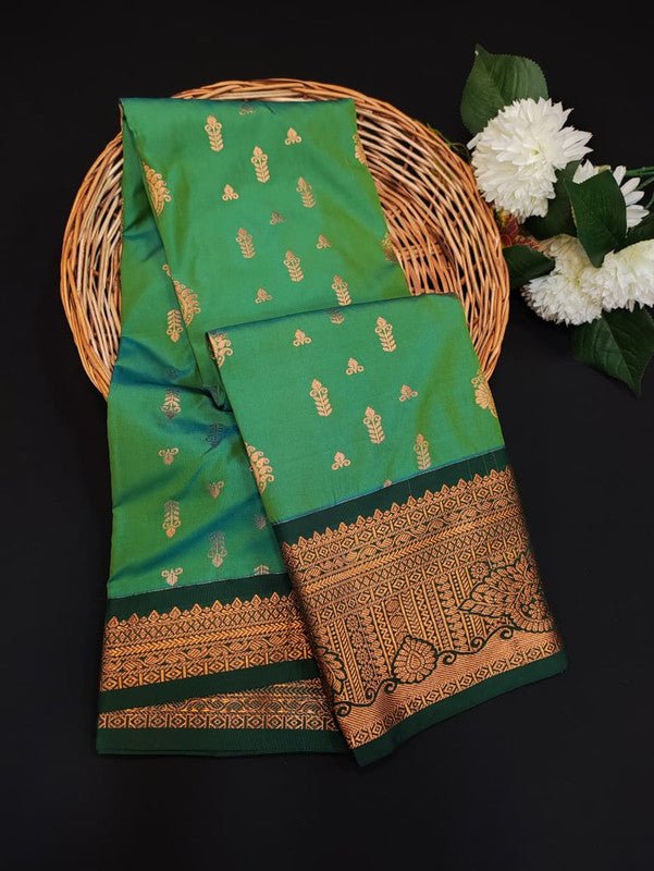 Sundari Semi Silk Saree with elegant zari work for wedding wear