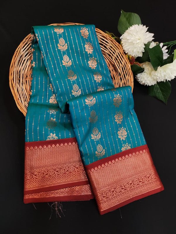 Sundari Semi Silk Saree with elegant zari work for wedding wear