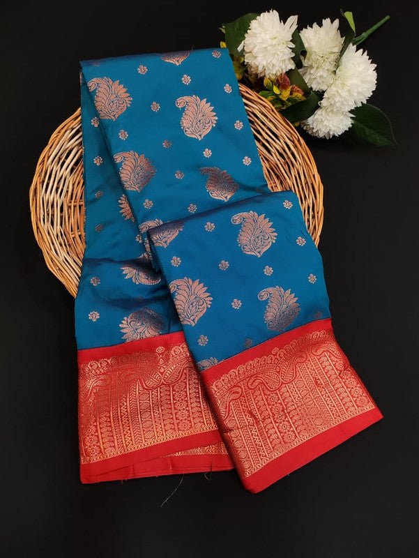 Sundari Semi Silk Saree with elegant zari work for wedding wear