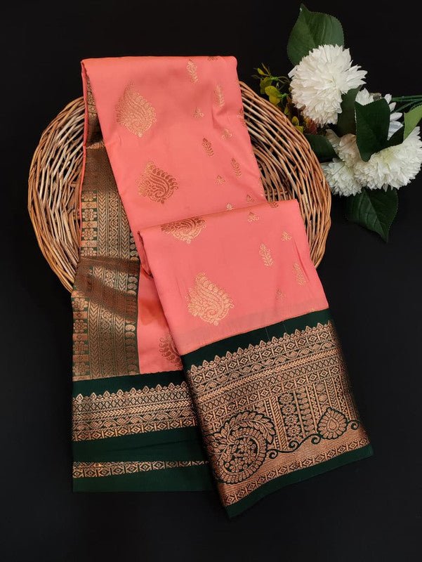 Sundari Semi Silk Saree with elegant zari work for wedding wear