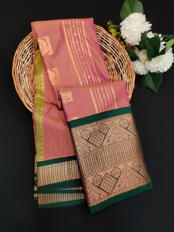 Sundari Semi Silk Saree with elegant zari work for wedding wear