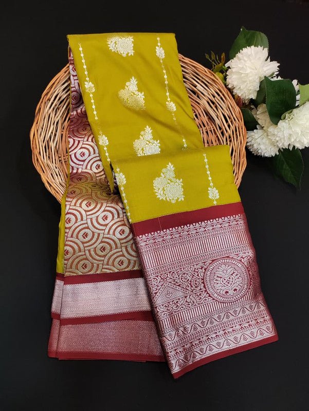 Sundari Semi Silk Saree with elegant zari work for wedding wear