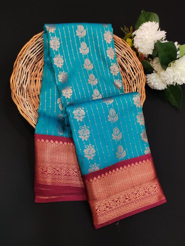 Sundari Semi Silk Saree with elegant zari work for wedding wear