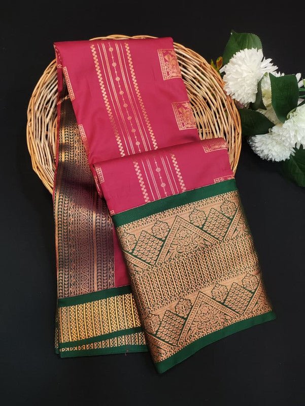 Sundari Semi Silk Saree with elegant zari work for wedding wear