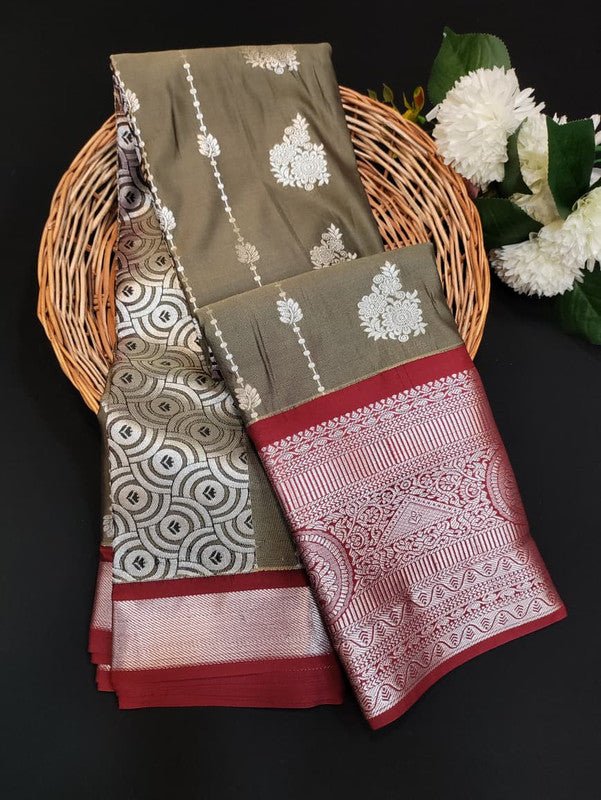 Sundari Semi Silk Saree with elegant zari work for wedding wear