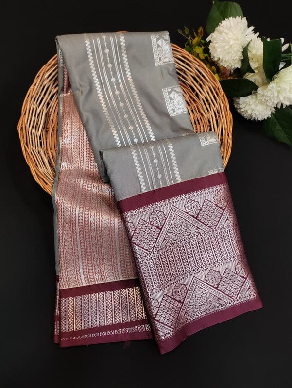 Sundari Semi Silk Saree with elegant zari work for wedding wear