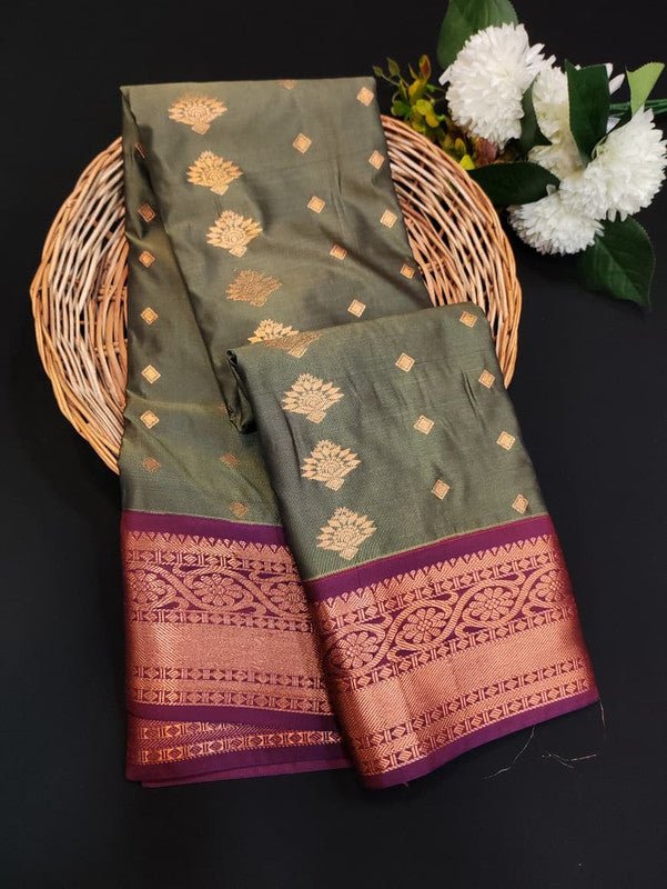 Sundari Semi Silk Saree with elegant zari work for wedding wear